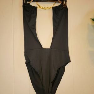 Sexy deep plunge bodysuit
